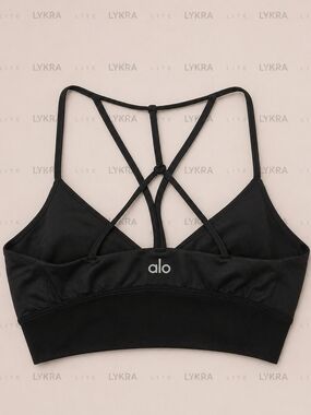 Alo Black Strappy Sports Bra XS Activewear Yoga Workout Top